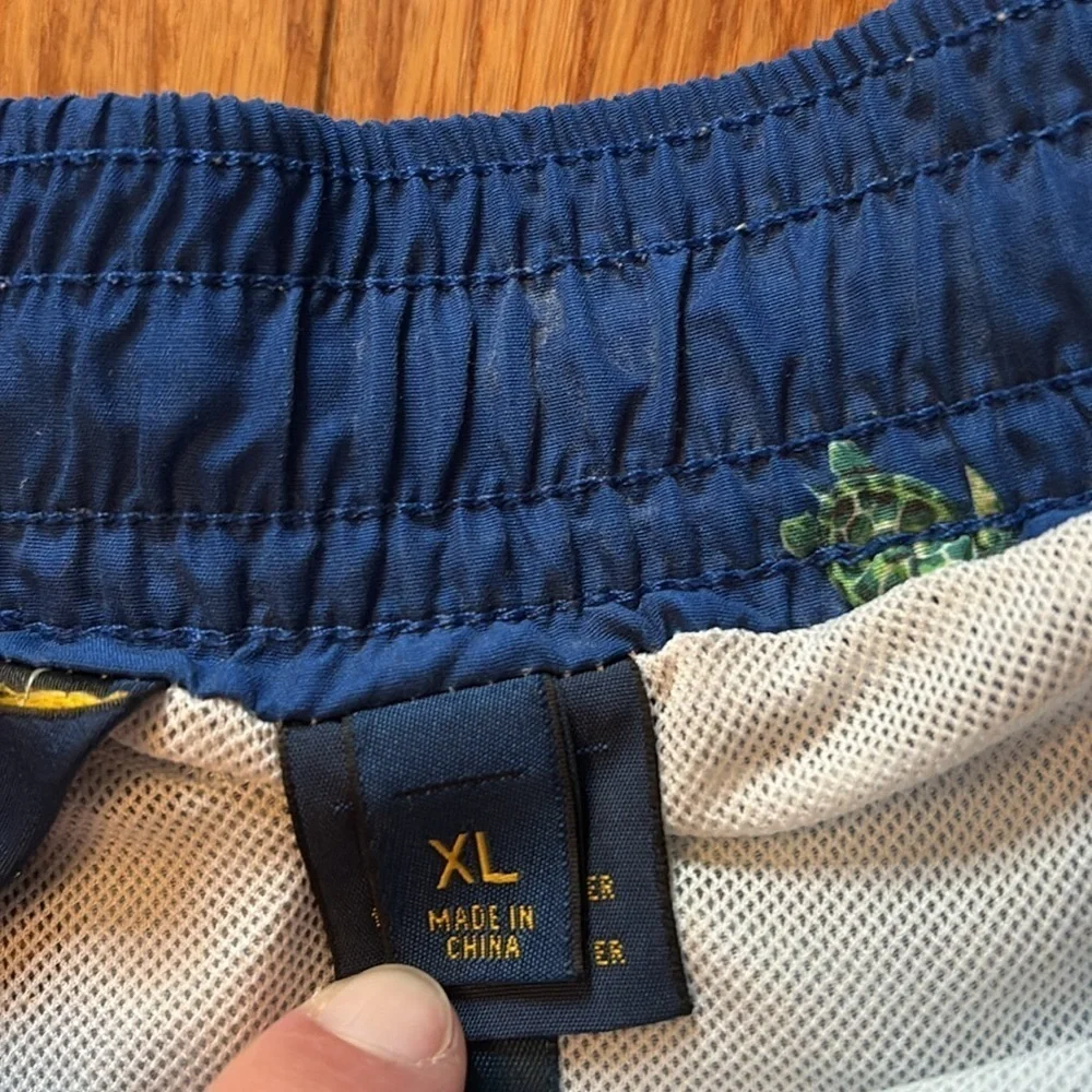Polo Ralph Lauren men’s swim trunks - XL - blue with green turtles - pockets